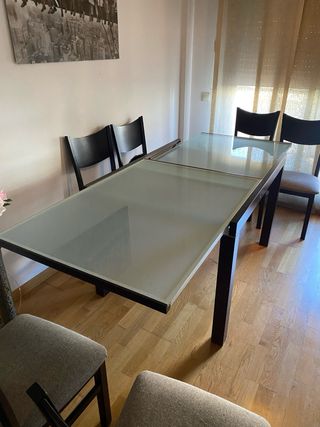 Mesa comedor cristal madera