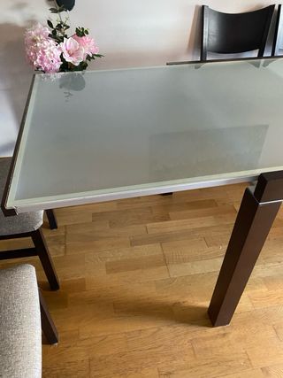 Mesa comedor cristal madera