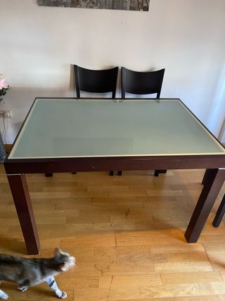 Mesa comedor cristal madera