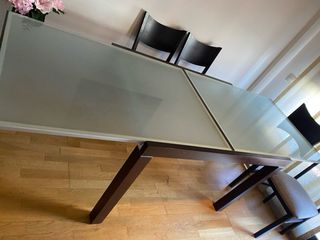Mesa comedor cristal madera