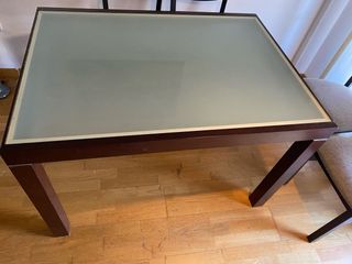 Mesa comedor cristal madera