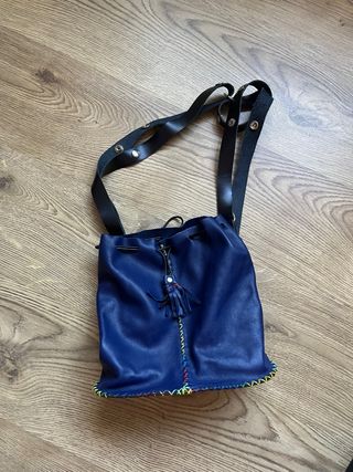 Mochila Piel Artesana Azul