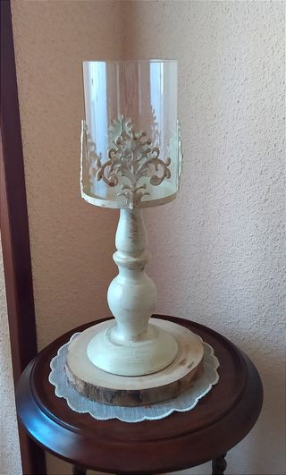 Portavelas vintage y vela.