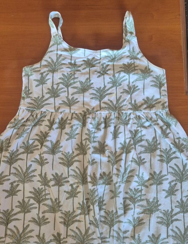 Vestido niña palmeras - Blanco/Verde