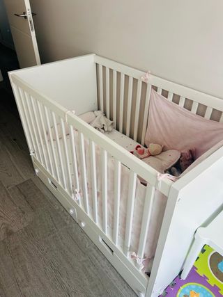 Cuna IKEA Stuva + colchón + almohada 