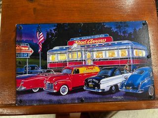 Targa vintage in legno per auto anni '50