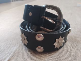 Cintura pelle nera borchie