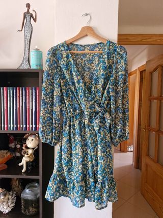 Vestido flores - azul, verde