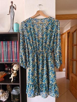 Vestido flores - azul, verde