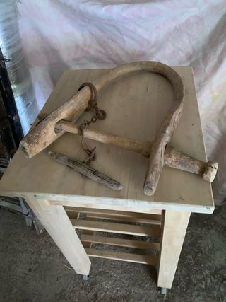 Yugo madera vacas antiguo