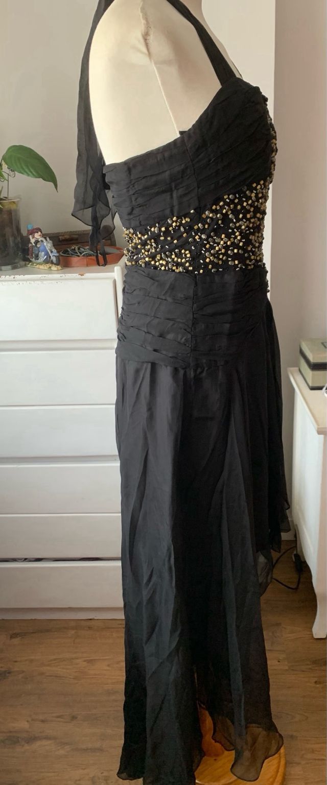 Vestido fiesta pedrería negro