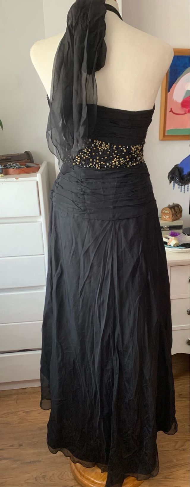 Vestido fiesta pedrería negro