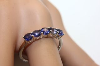 Splendido anello argento pietre blu