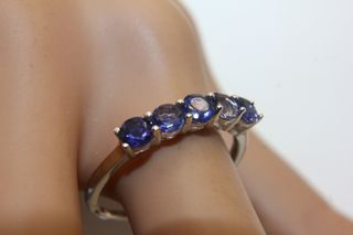 Splendido anello argento pietre blu