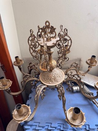 Lampara antigua metal dorada