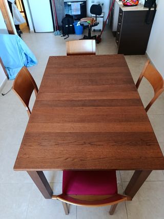 Mesa madera maciza 4 sillas