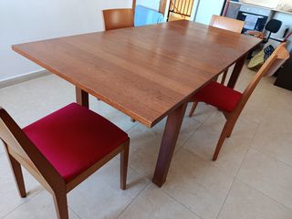 Mesa madera maciza 4 sillas