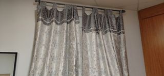 Cortinas blanco y gris - 2 unidades