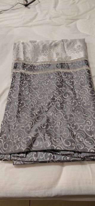 Cortinas blanco y gris - 2 unidades