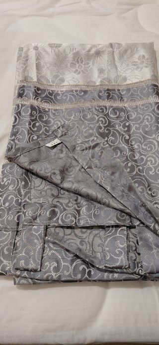 Cortinas blanco y gris - 2 unidades