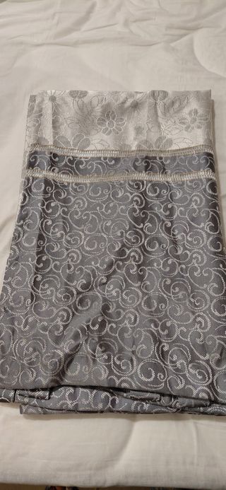 Cortinas blanco y gris - 2 unidades