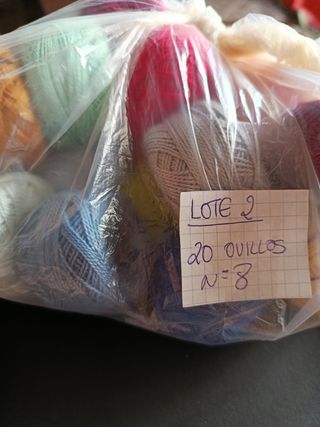 Lote 20 ovillos hilo n8, nuevos.