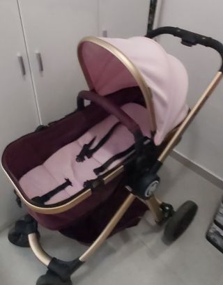 Carrito bebé rosa y morado 3 em 1