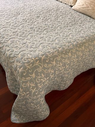 Colcha cama 1,50 - algodón azul y blanco