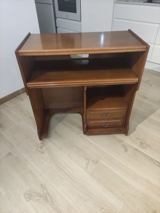 Mesa escritorio madera caoba - ruedas