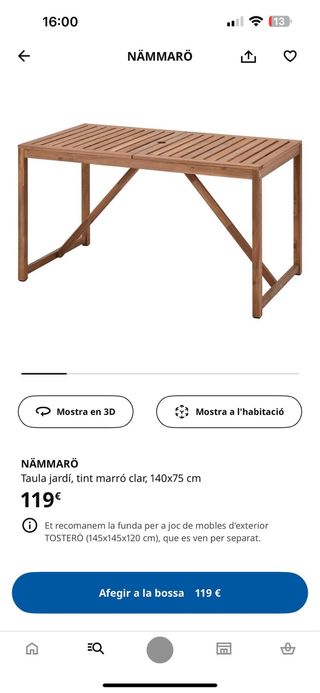 Mesa exterior madera marrón