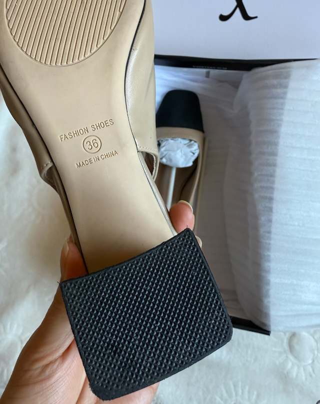 Zapatos tipo Chanel Beige-Negro