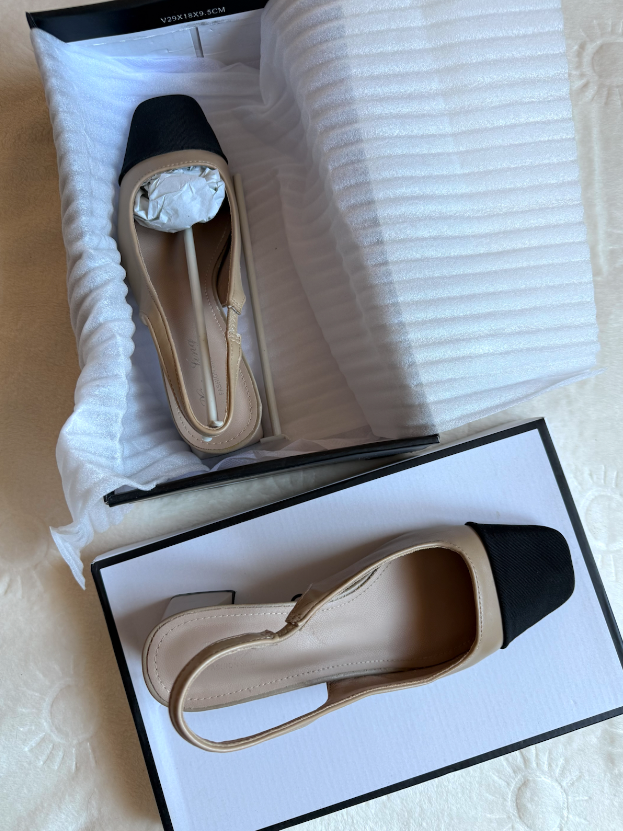 Zapatos tipo Chanel Beige-Negro