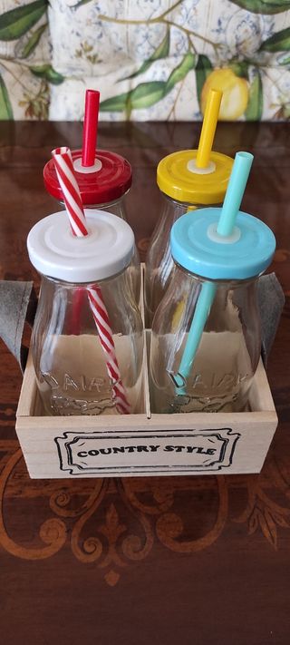 Set 4 Bottigliette Latte Vintage
