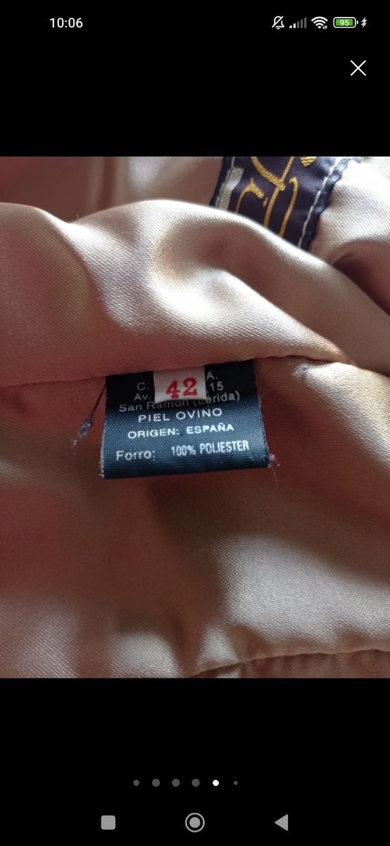 Chaqueta piel beige mujer