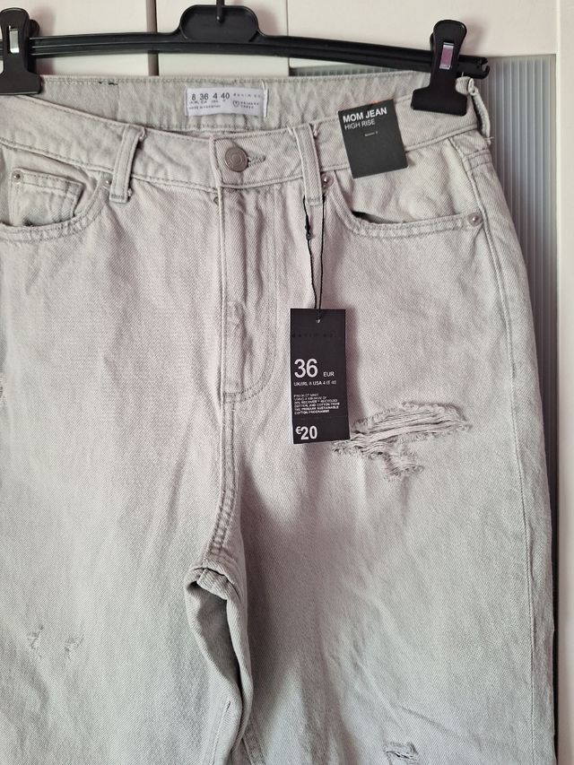 Jeans Mom grises rotos - 36