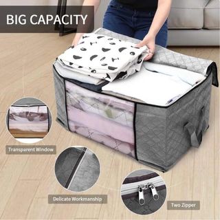 2x Bolsa almacenaje gris plegable 90litros