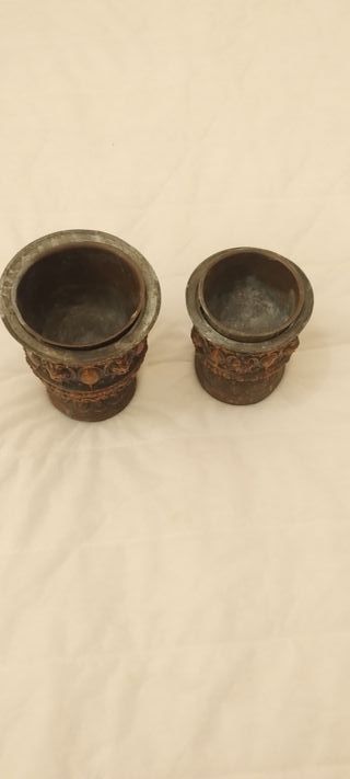 2 Vasetti Bronzo Vintage