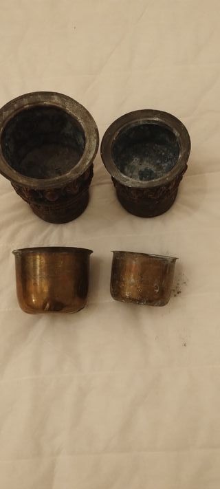 2 Vasetti Bronzo Vintage