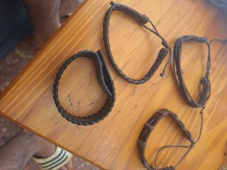 Pulseras cuero trenzadas - 4uds