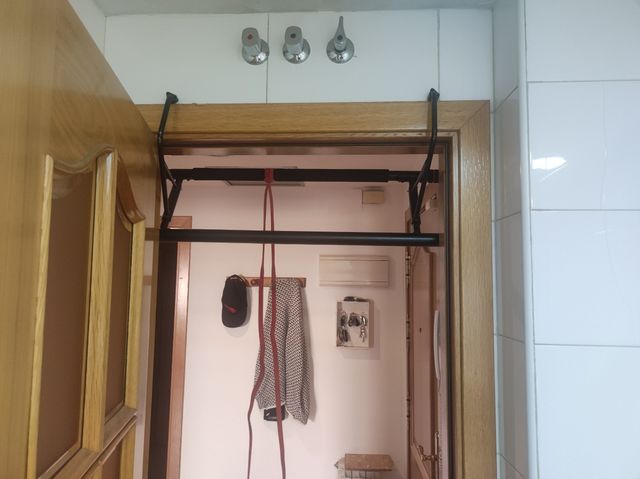 Barra dominadas + goma elástica