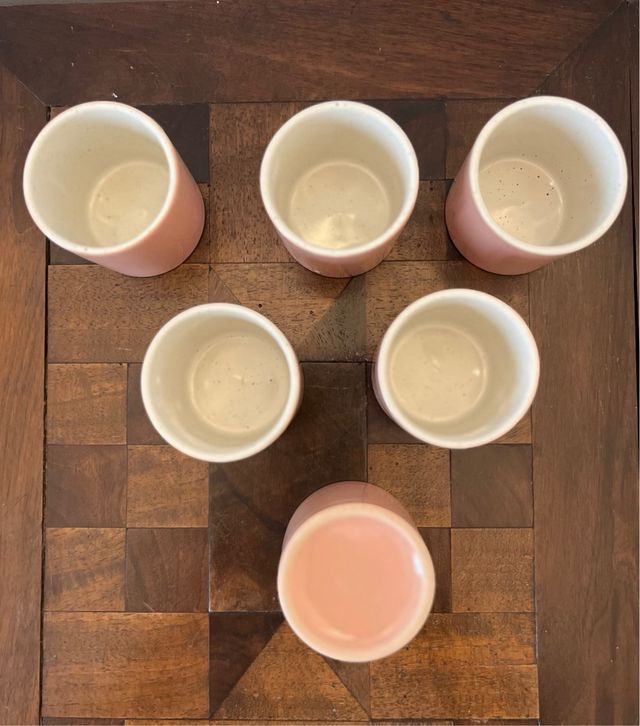 Juego 6 tazas café - cerámica rosa