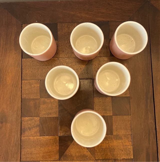Juego 6 tazas café - cerámica rosa