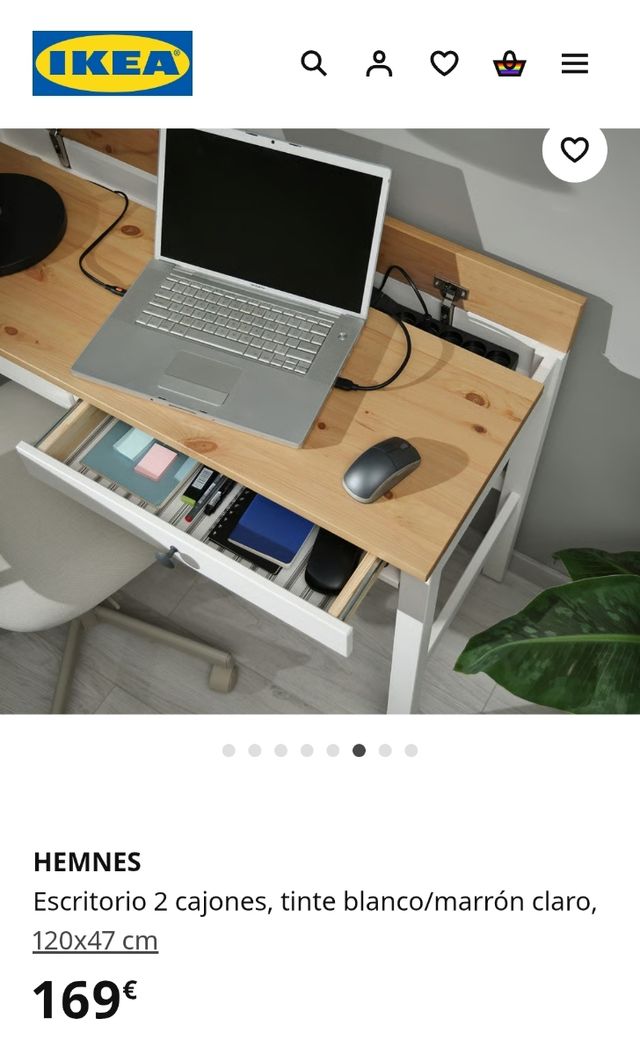 Escritorio HEMNES amarillo y negro.