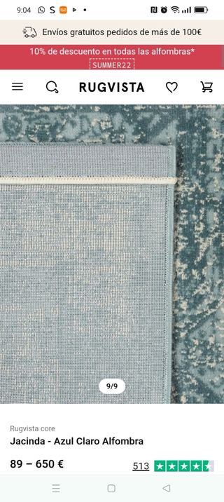 Alfombra Rugvista azul 140x200cm