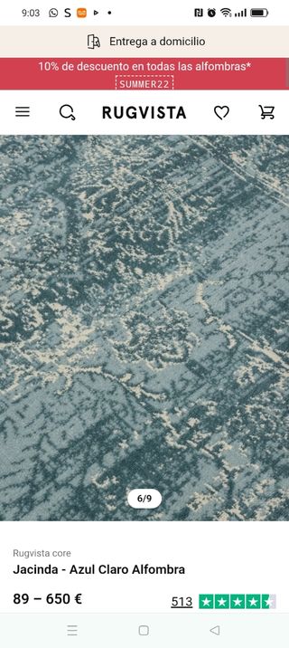 Alfombra Rugvista azul 140x200cm