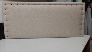 Cabecero cama beige - tejido chenilla con tachuela