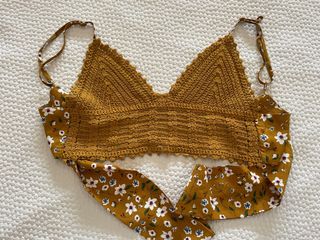 Top crochet mostaza