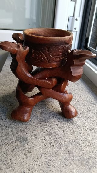 Posacenere posa oggetti etnico in legno