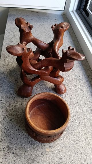 Posacenere posa oggetti etnico in legno