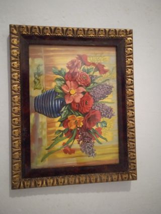 Cuadro antiguo con flores